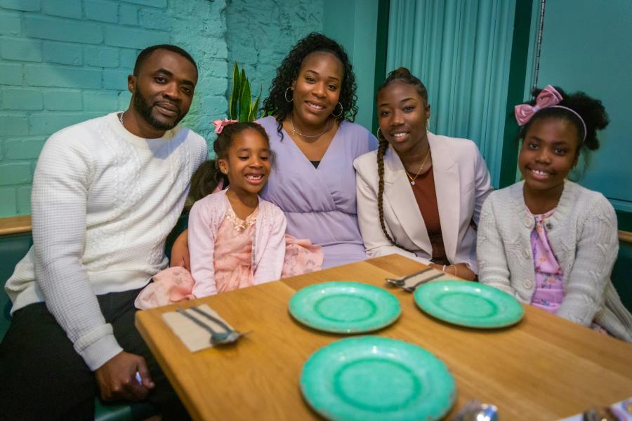 A family around dinner table